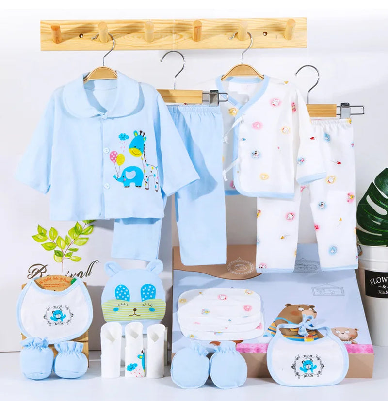 18 Pieces Baby Clothes Boy Spring Autumn Newborn Clothes Happy Bear Newborn Baby Girl Clothes Cotton Newborn Outfit Kids Clothes