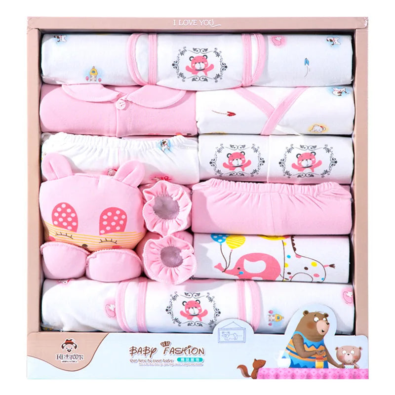 18 Pieces Baby Clothes Boy Spring Autumn Newborn Clothes Happy Bear Newborn Baby Girl Clothes Cotton Newborn Outfit Kids Clothes