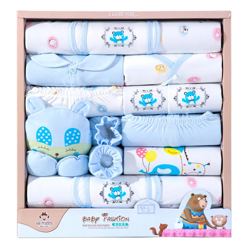 18 Pieces Baby Clothes Boy Spring Autumn Newborn Clothes Happy Bear Newborn Baby Girl Clothes Cotton Newborn Outfit Kids Clothes